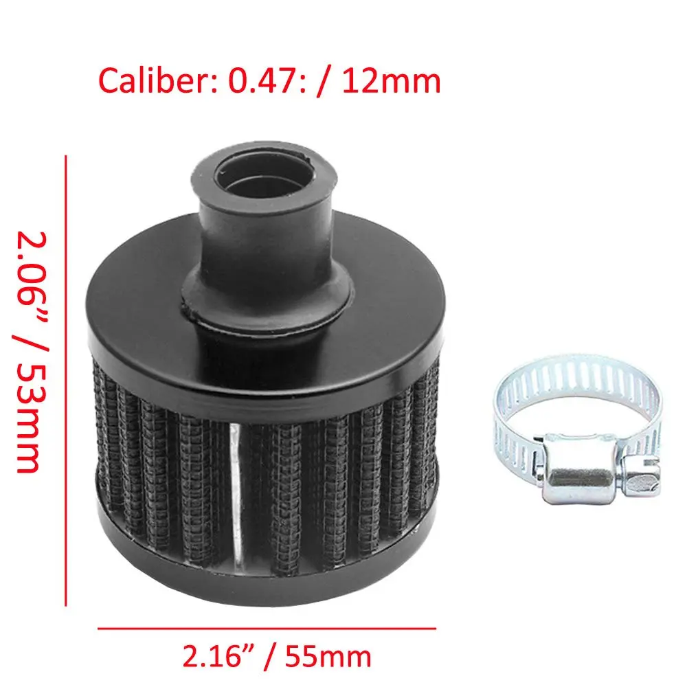ESUPPORT 12mm Mini Black Universal Car Motor Cone Cold Clean Air Intake Filter Turbo Vent Breather | Improves Horsepower & Gas Mileage - view 2