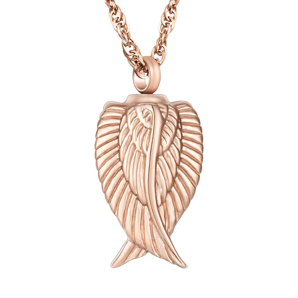 Dletay Angel Wing Cremation Necklace for Ashes | Memorial Jewelry in Stainless Steel (2.5cm x 1.5cm) | Waterproof & Large Capacity - main product image