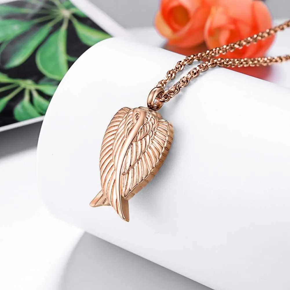 Dletay Angel Wing Cremation Necklace for Ashes | Memorial Jewelry in Stainless Steel (2.5cm x 1.5cm) | Waterproof & Large Capacity - view 2