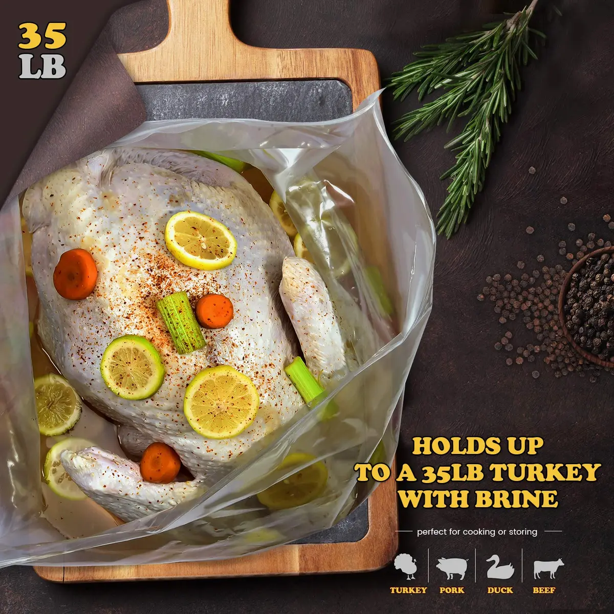SCENGCLOS Extra Large Turkey Brining Bags 66cm x 56cm (26"x22") | Heavy Duty BPA-Free Food Grade Marinade Bags for Turkey, Ham, Beef (2-Pack) - view 7