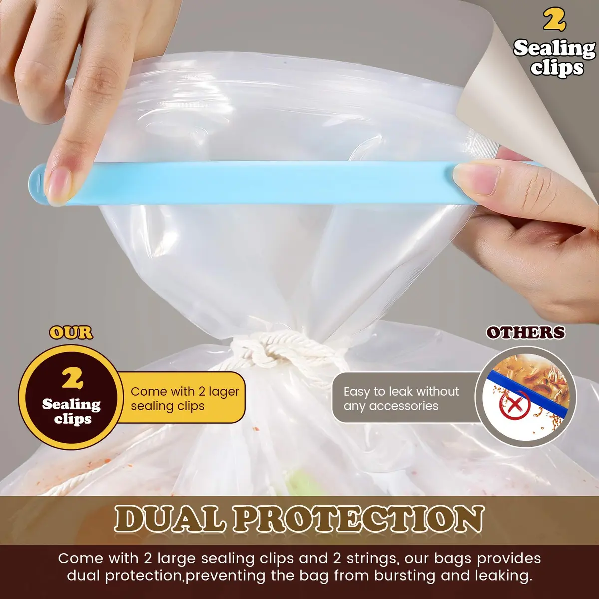 SCENGCLOS Extra Large Turkey Brining Bags 66cm x 56cm (26"x22") | Heavy Duty BPA-Free Food Grade Marinade Bags for Turkey, Ham, Beef (2-Pack) - view 4