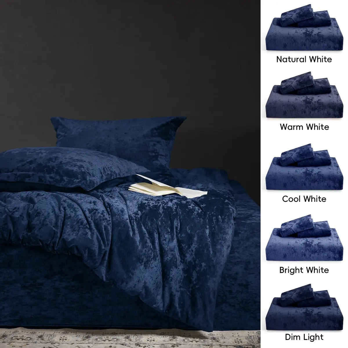 PHF Luxury Velvet Duvet Cover Set King Size | Ultra Soft Breathable Velvet & Microfiber (104" x 90") - view 8