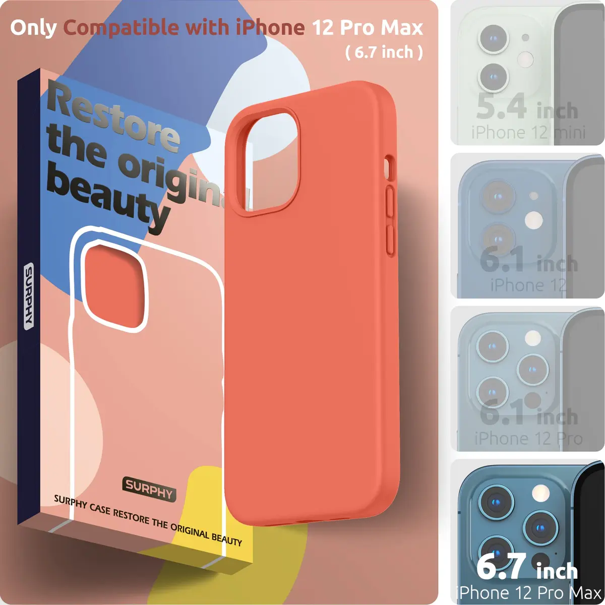 SURPHY Liquid Silicone Phone Case for iPhone 12 Pro Max 6.7 inches | Microfiber Lining, Drop Protection, Easy to Clean - view 2