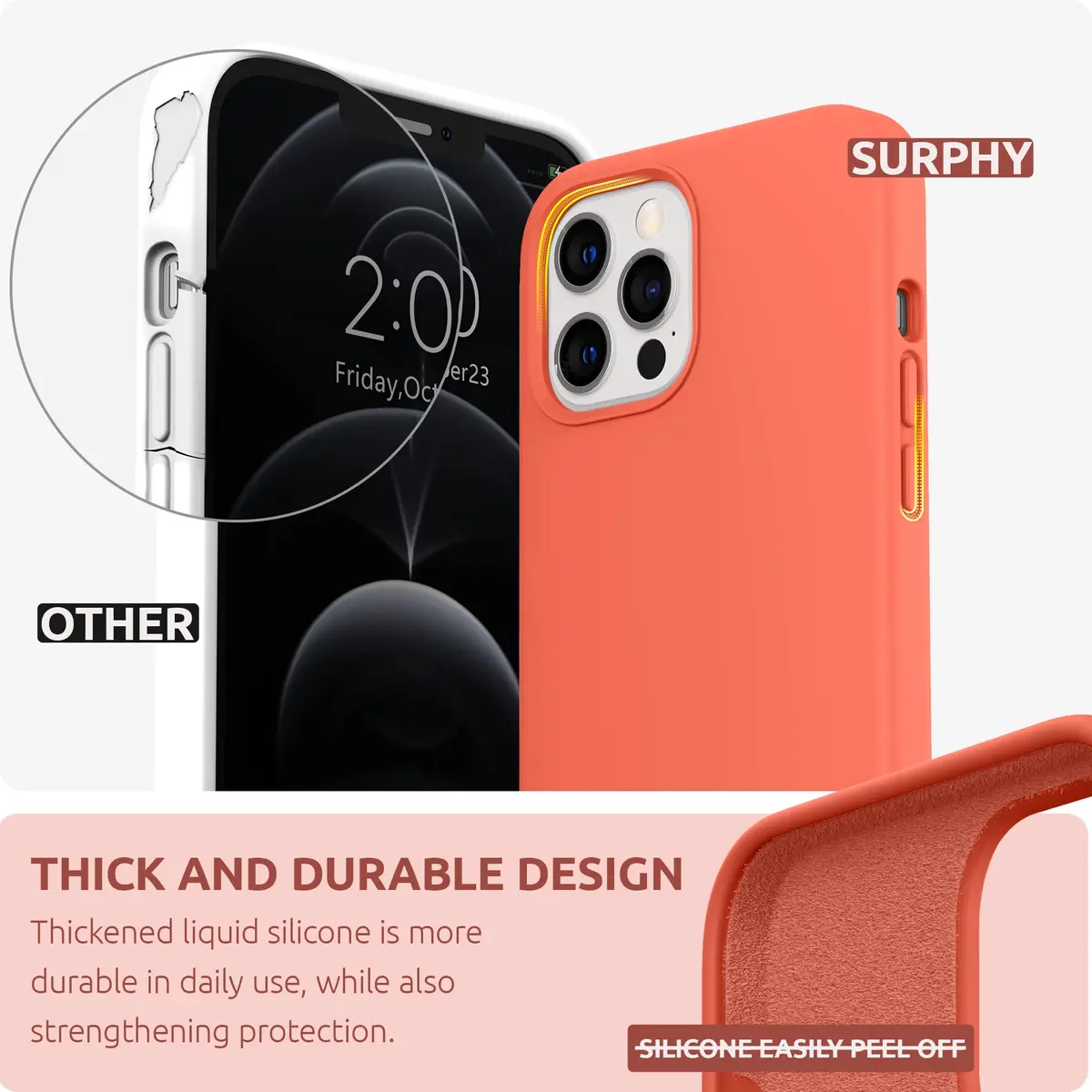 SURPHY Liquid Silicone Phone Case for iPhone 12 Pro Max 6.7 inches | Microfiber Lining, Drop Protection, Easy to Clean - view 3