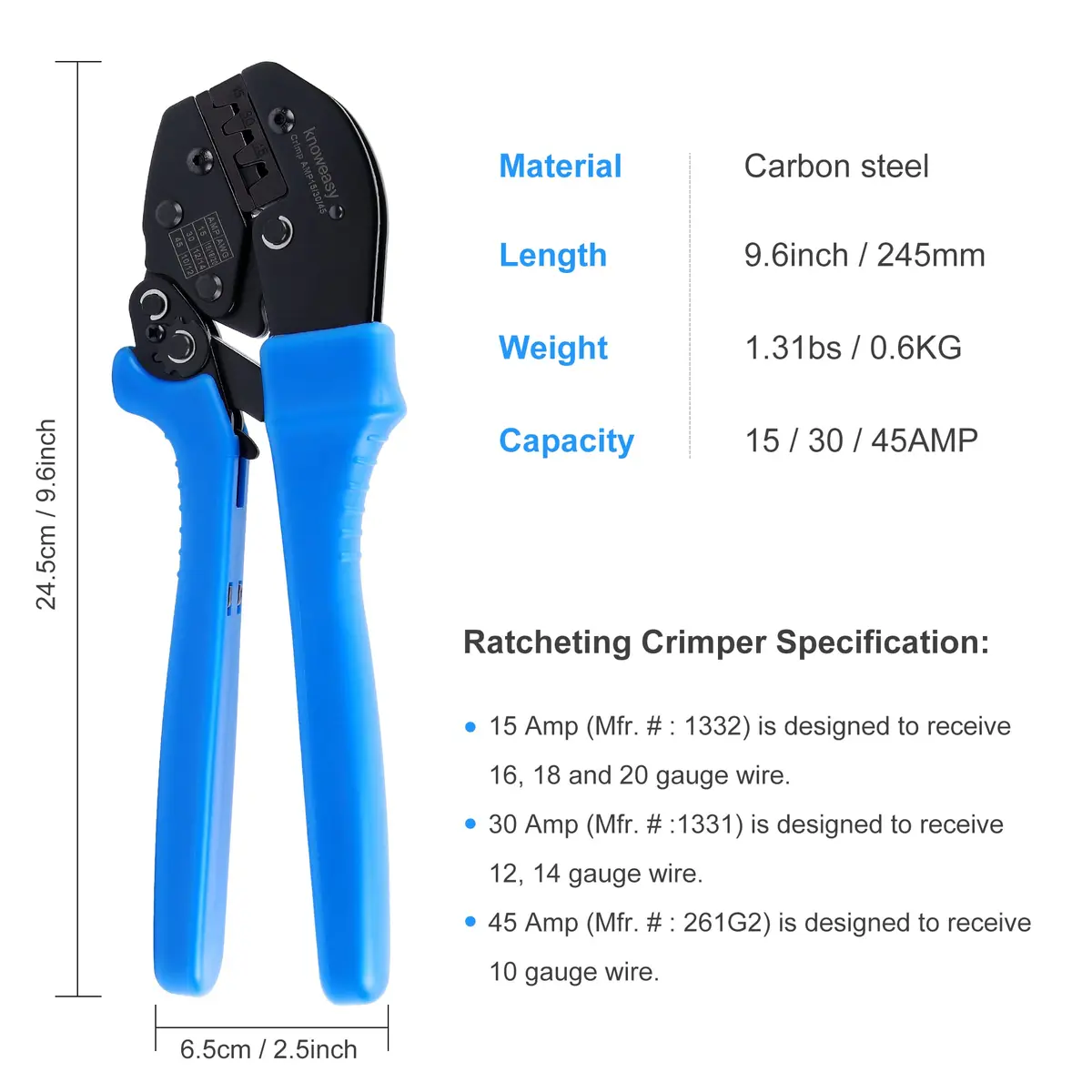 knoweasy Powerpole Crimper, Amp Crimp Tool for 15, 30, 45 Amp Connectors | Versatile Power & Automotive Tool - view 3