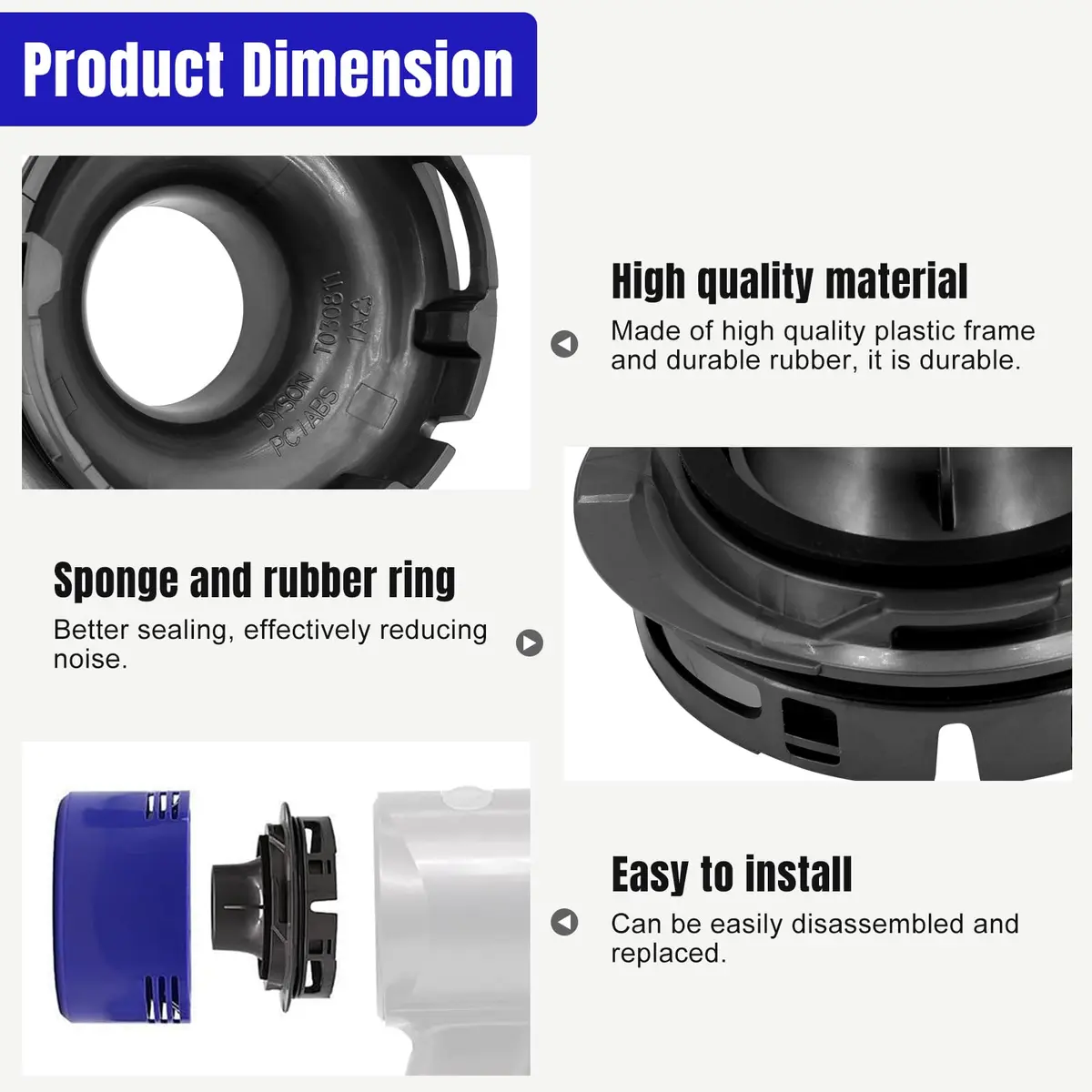 Chuancheng Vacuum Filter & Rear Cover Kit for Dyson V7 V8 | Durable, Reusable, Easy to Install - view 5