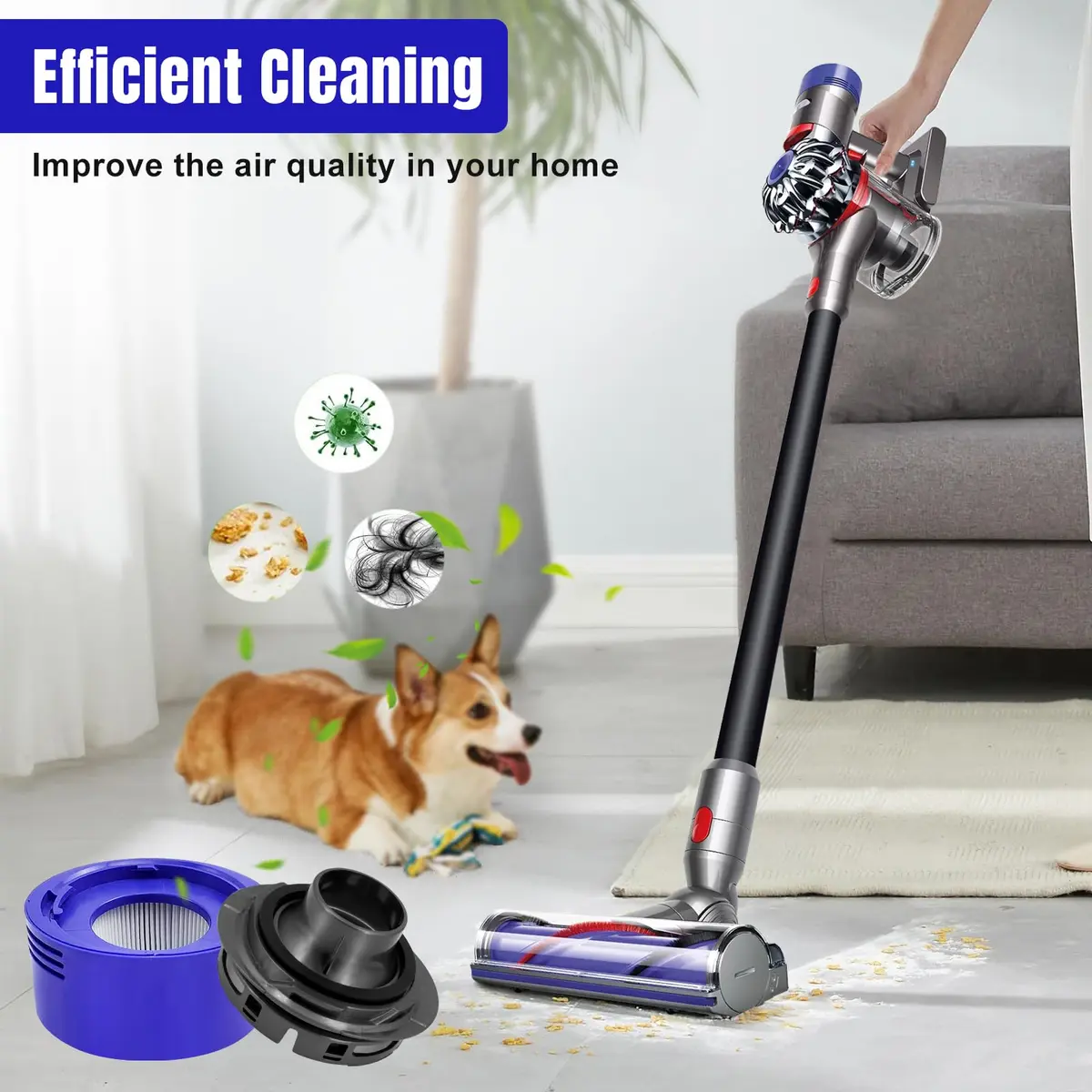 Chuancheng Vacuum Filter & Rear Cover Kit for Dyson V7 V8 | Durable, Reusable, Easy to Install - view 4
