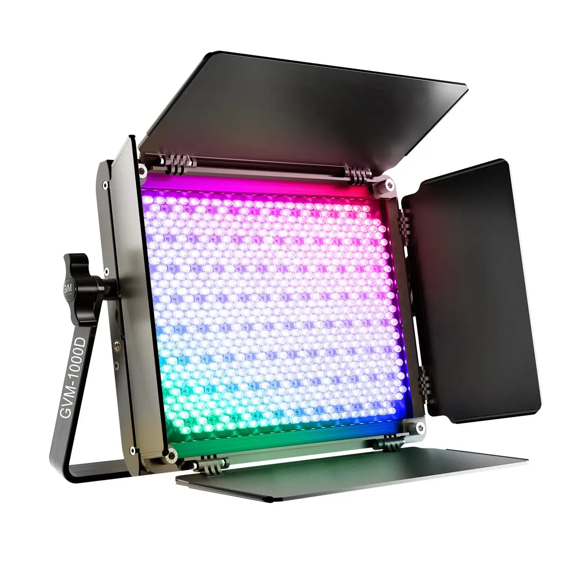 GVM RGB LED Video Light with Tripod Stand Barndoors | Dimmable RGB & Bi-color Studio Lighting Kit - view 4