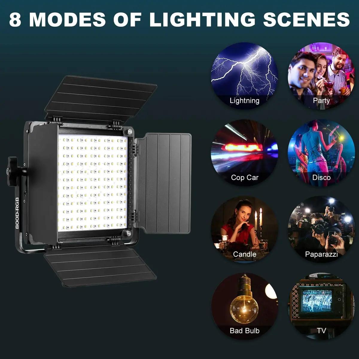 GVM RGB LED Video Light with Tripod Stand Barndoors | Dimmable RGB & Bi-color Studio Lighting Kit - view 7