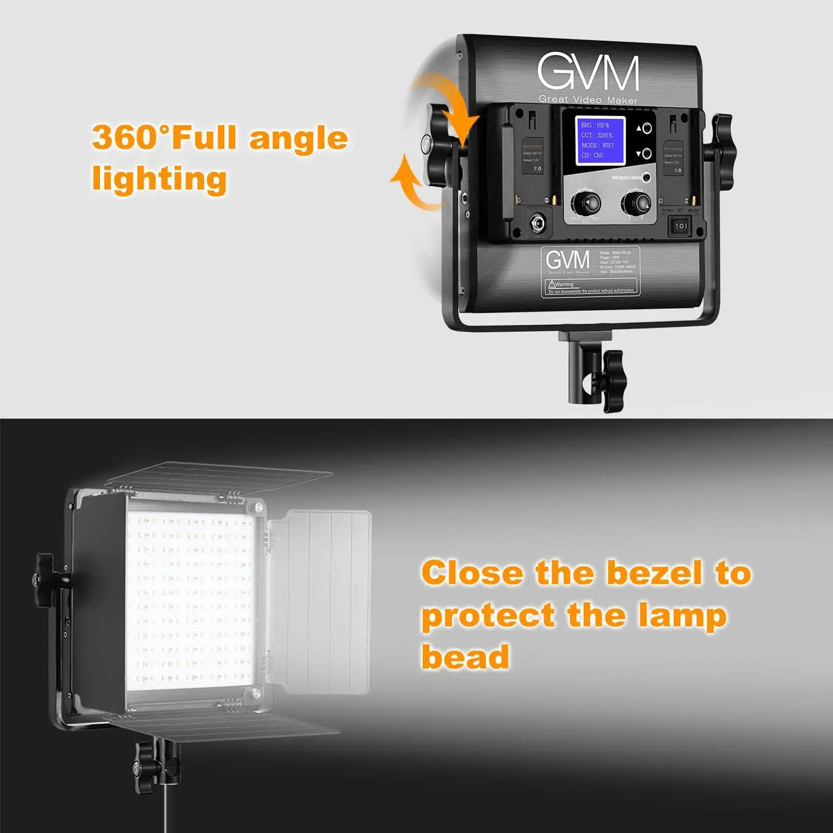 GVM RGB LED Video Light with Tripod Stand Barndoors | Dimmable RGB & Bi-color Studio Lighting Kit - view 8