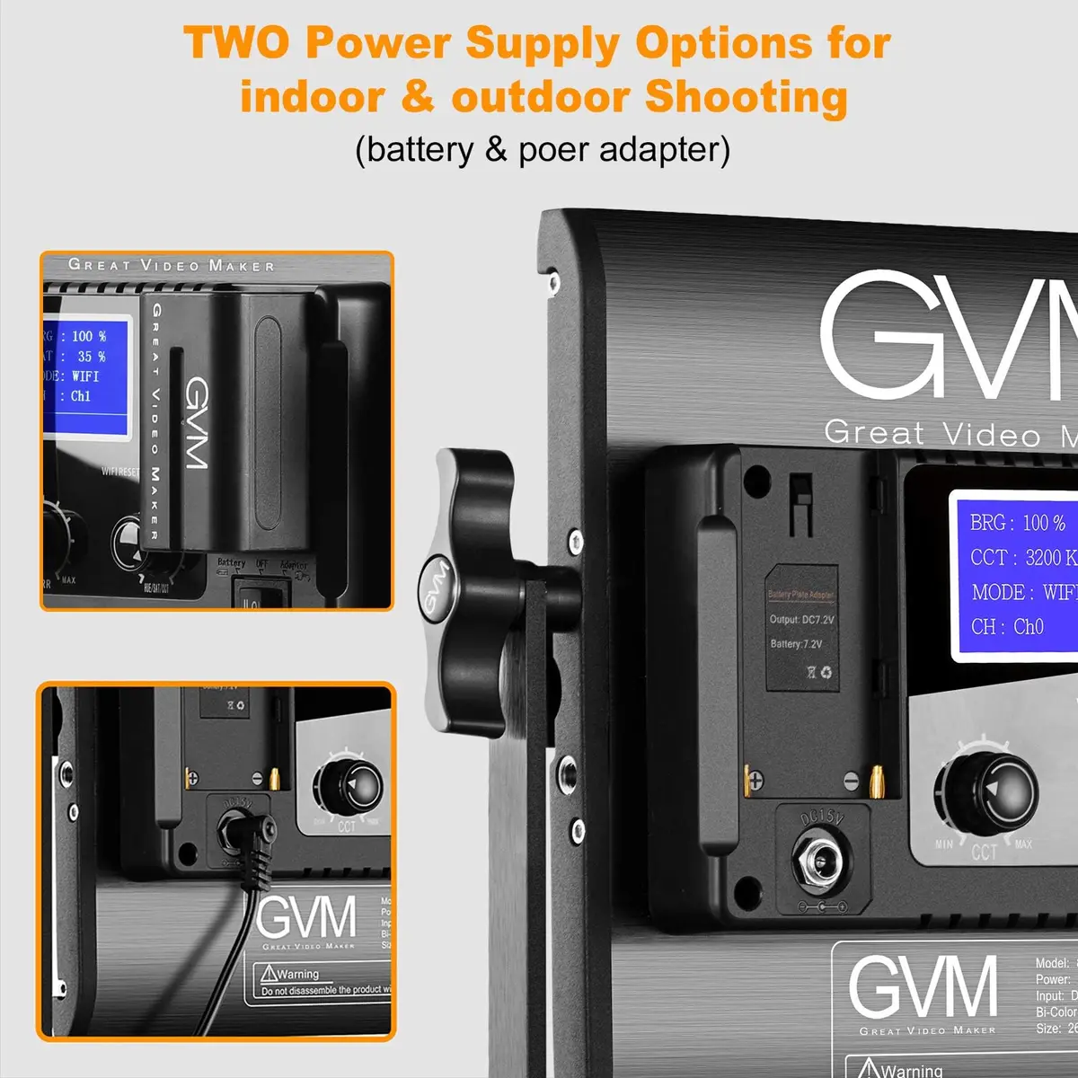 GVM RGB LED Video Light with Tripod Stand Barndoors | Dimmable RGB & Bi-color Studio Lighting Kit - view 9