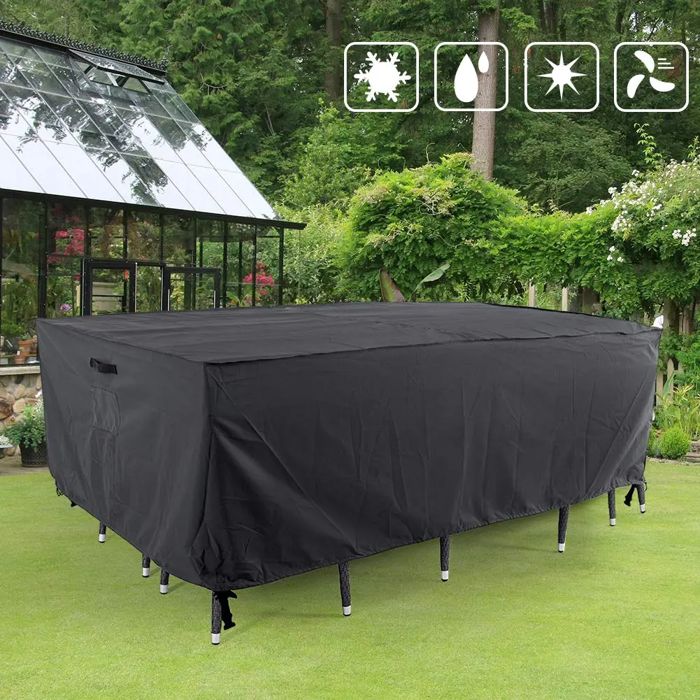 Tempera Outdoor Dining Set Cover for Outside Table and Chairs | Waterproof, Anti-Fading, Space Grey (86'' x 44'' x 27.8'') - view 7
