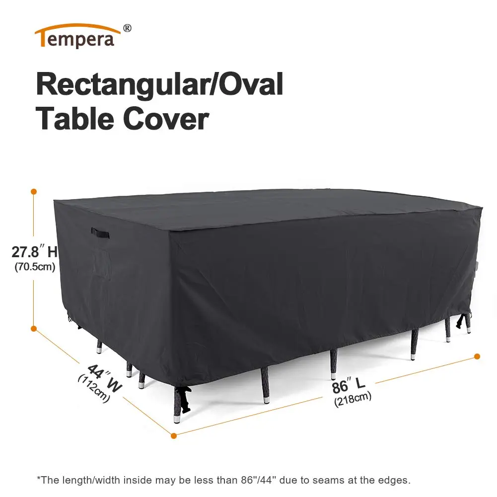 Tempera Outdoor Dining Set Cover for Outside Table and Chairs | Waterproof, Anti-Fading, Space Grey (86'' x 44'' x 27.8'') - view 2