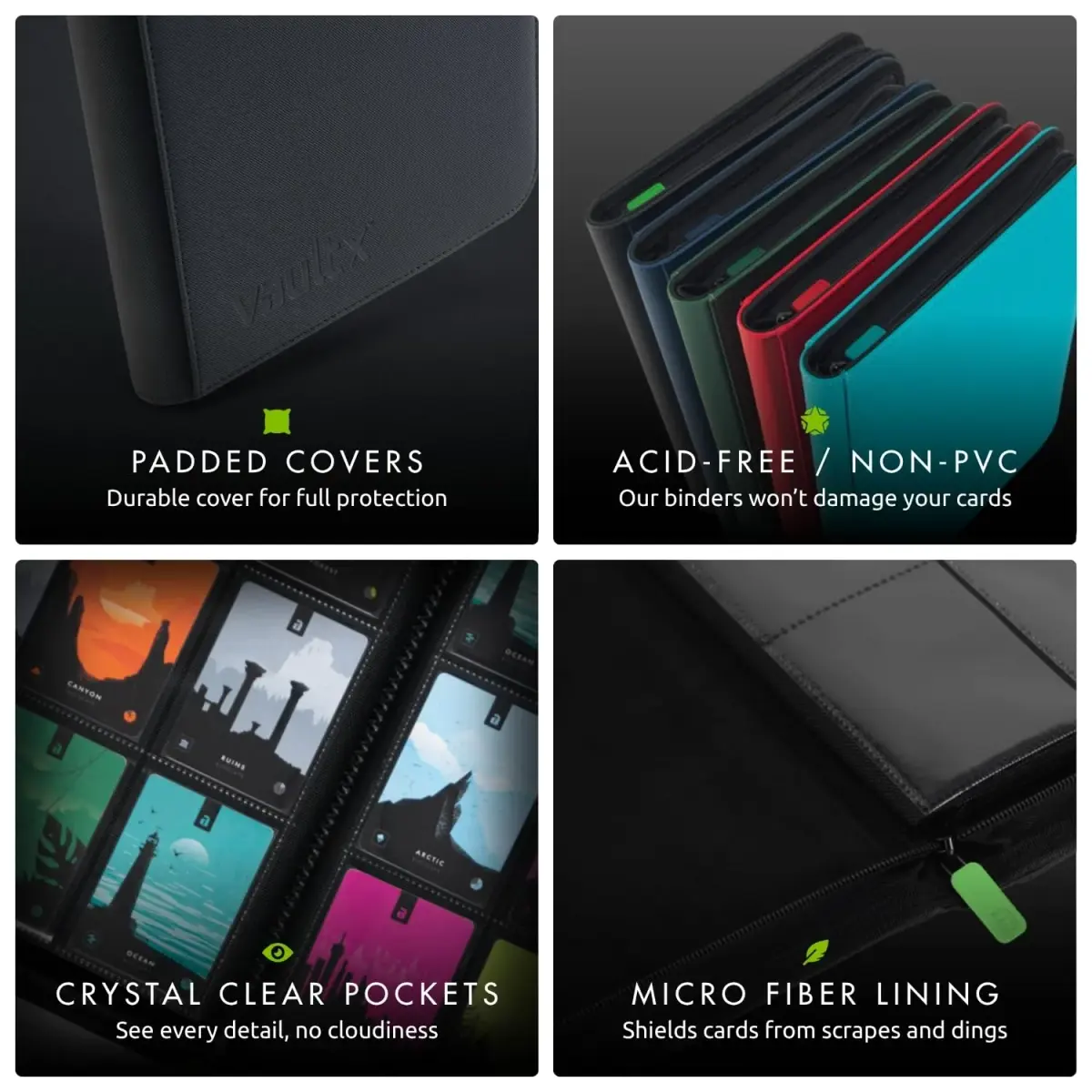Vault X 12 Pocket Zip Trading Card Binder 480 Cards Exo-Tec (Blue) | Water-Resistant & Acid-Free - view 6