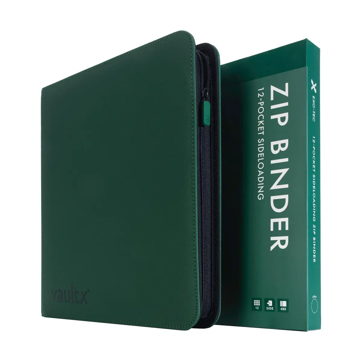Vault X 12 Pocket Zip Trading Card Binder 480 Cards Exo-Tec Green | Holds 480 Cards in 20 Pages - main product image