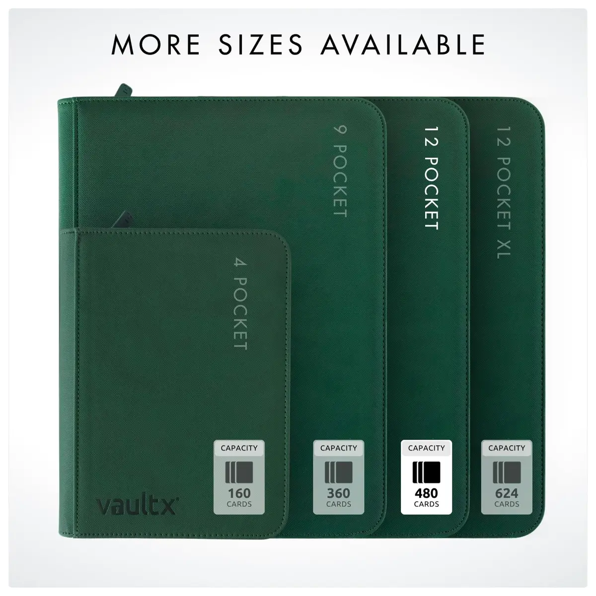 Vault X 12 Pocket Zip Trading Card Binder 480 Cards Exo-Tec Green | Holds 480 Cards in 20 Pages - view 7