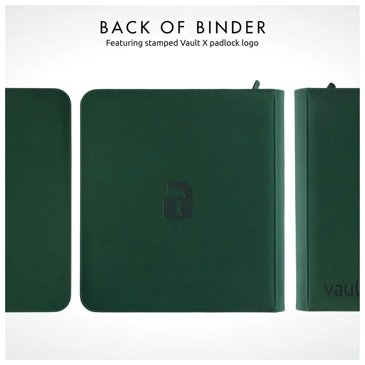Vault X 12 Pocket Zip Trading Card Binder 480 Cards Exo-Tec Green | Holds 480 Cards in 20 Pages - view 8