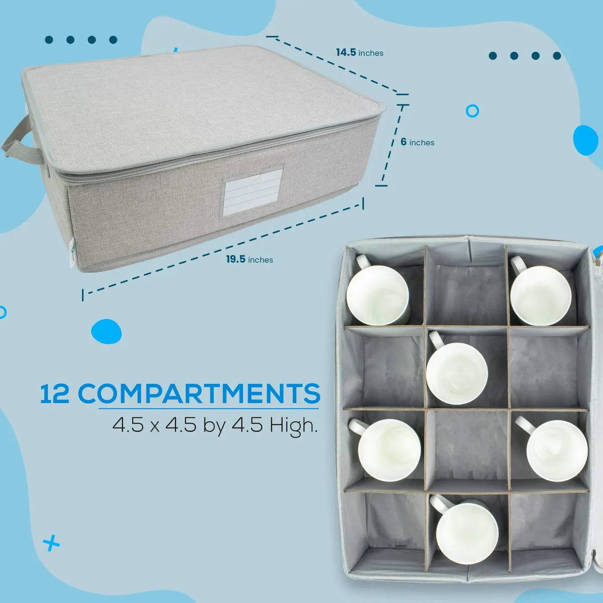 Feltectors Storage Box for Kitchen & Dining | Rust Resistant, 12 Mug Capacity, Felt Material, Custom Style - view 5