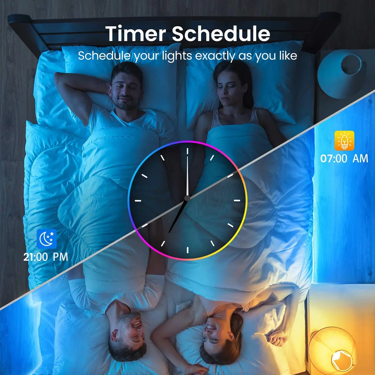 TJOY 50ft Smart Led Strip Lights for Bedroom | RGB Color Changing Music Sync with App & Voice Control - view 5