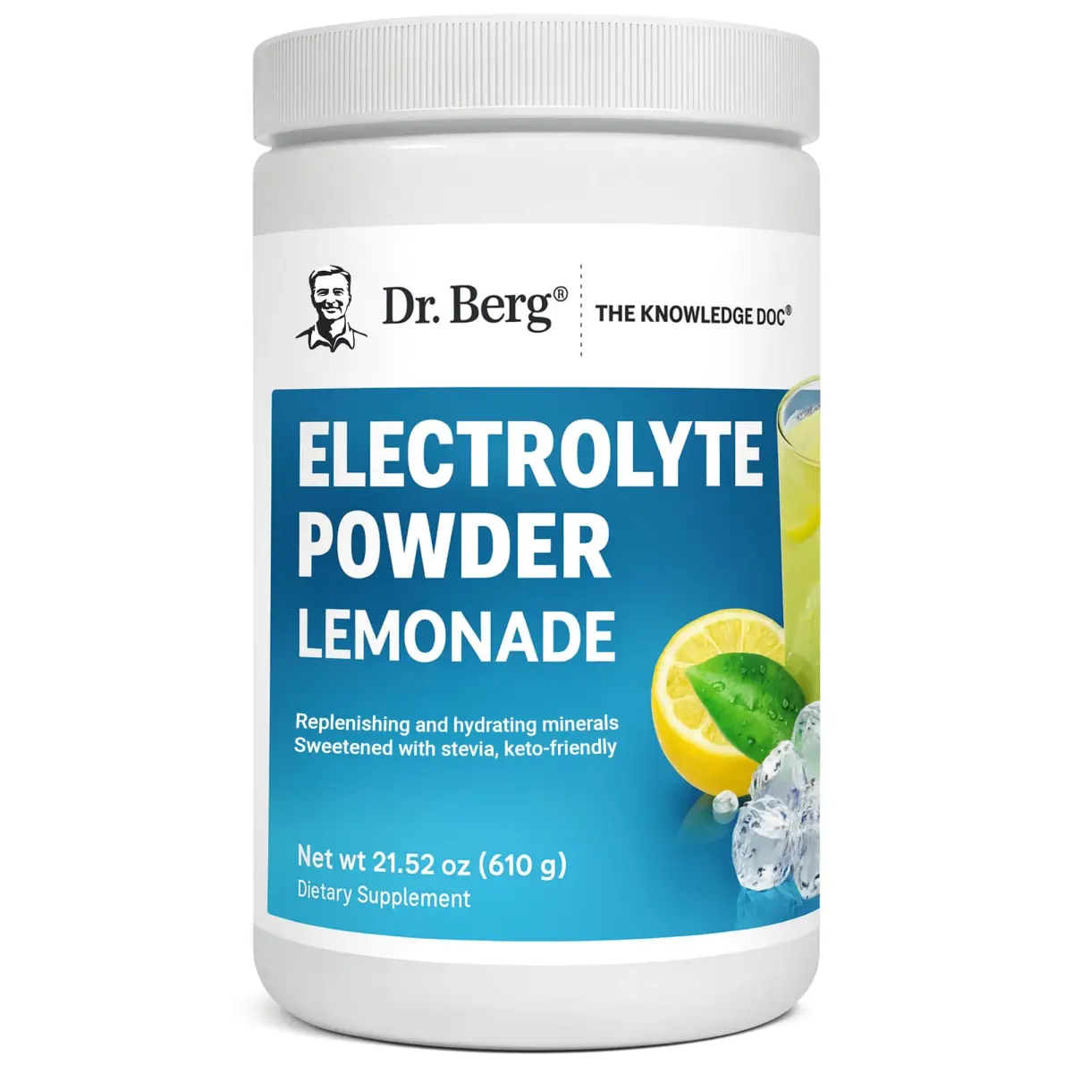 Dr. Berg Nutritionals Keto Electrolyte Powder Lemonade 1.38 lb (626 g) | Zero Sugar Hydration Drink Mix with 1000 mg Potassium - main product image