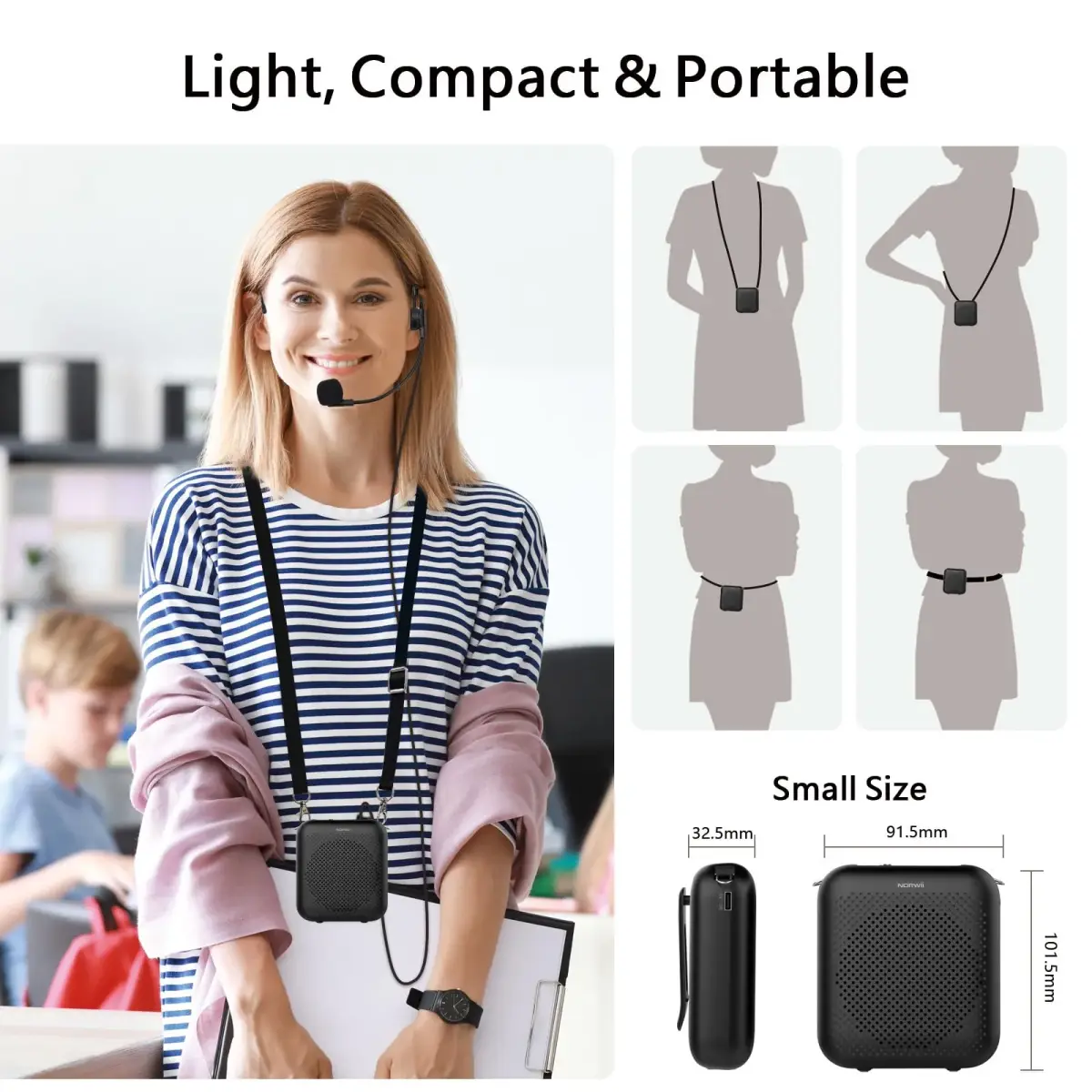 Norwii Portable Voice Amplifier with Wired Headset Microphone | 10W Output, 15-30 Hours Battery - view 9