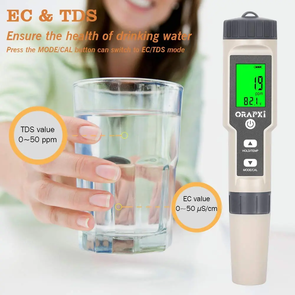 ORAPXI Digital Salinity Tester for Salt Water - Waterproof IP67 Salinity Meter with ATC 0-200ppt | 4-in-1 Meter for Aquariums & Ponds - view 6