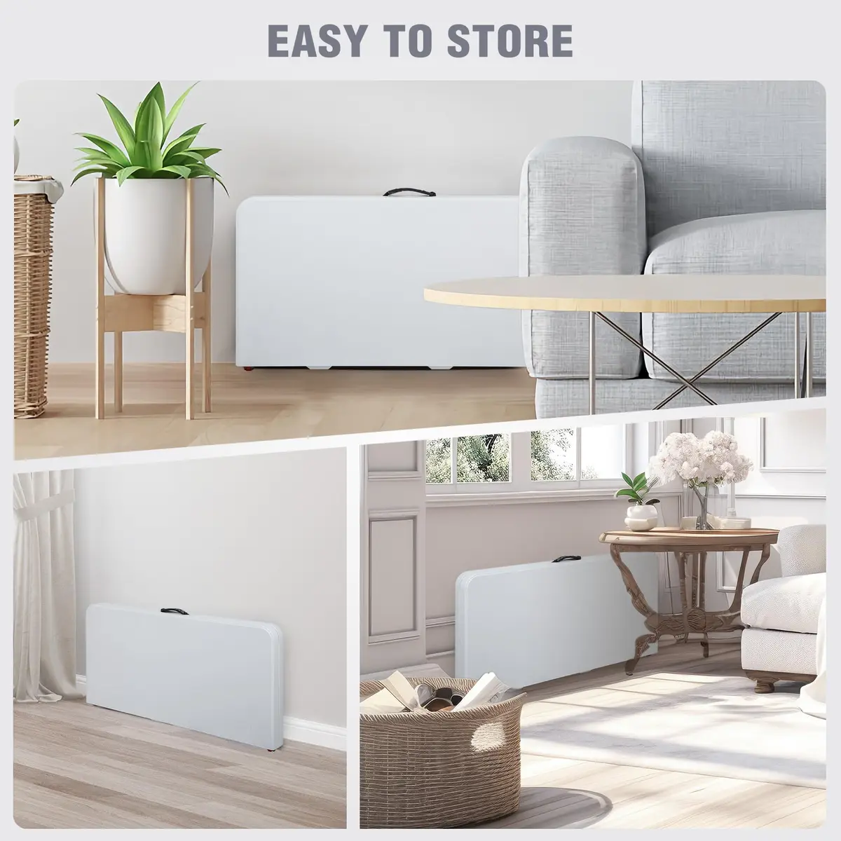 REDCAMP 34" Square Folding Card Table with Resin Top | Portable Indoor Outdoor Use, White - view 6