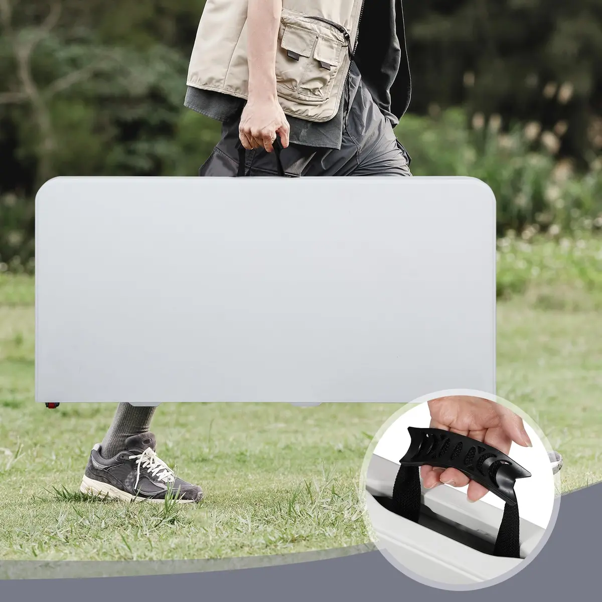 REDCAMP 34" Square Folding Card Table with Resin Top | Portable Indoor Outdoor Use, White - view 7