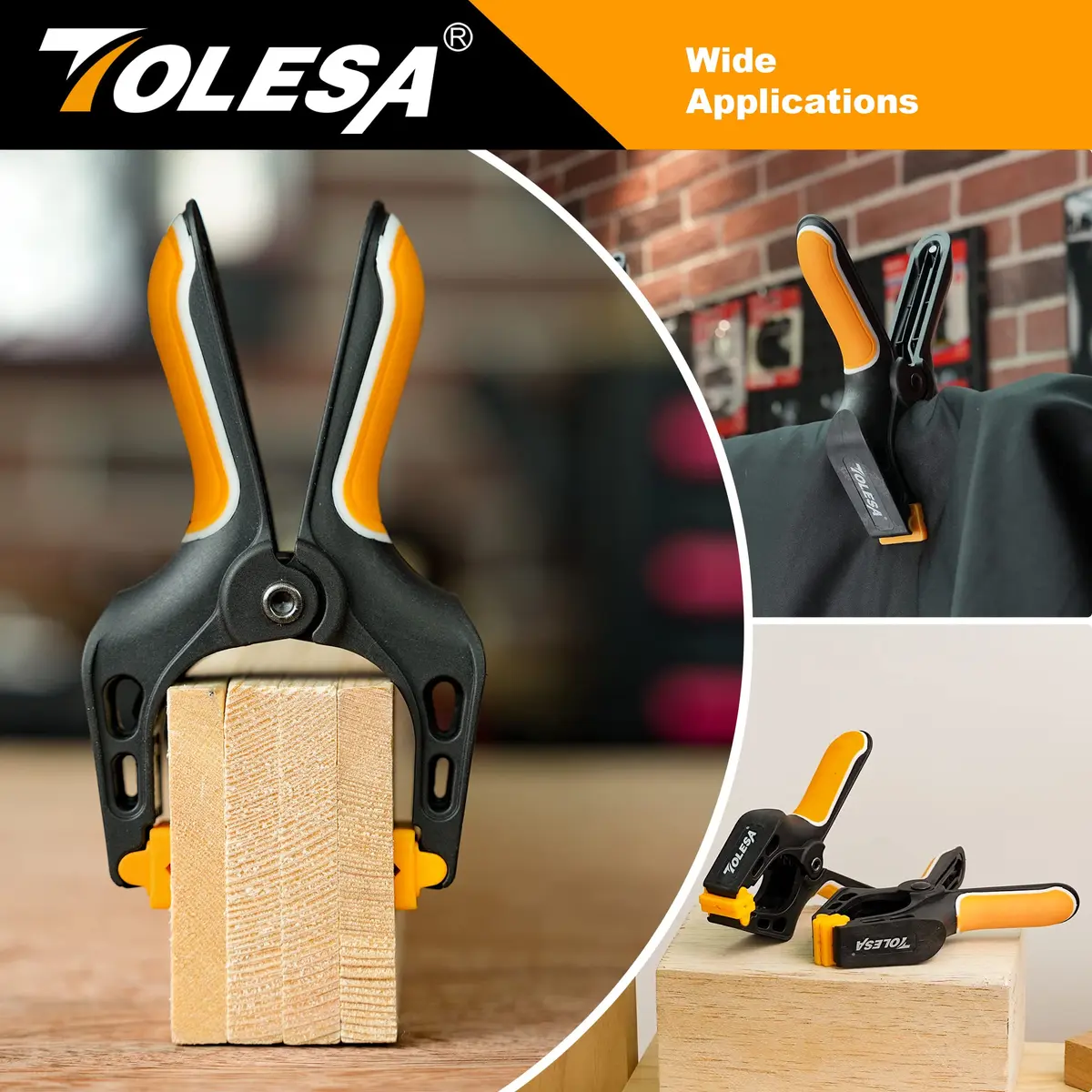 TOLESA Heavy Duty Spring Clamps, 4 Inch 8-Pack, Deep Throat for Woodworking - view 6
