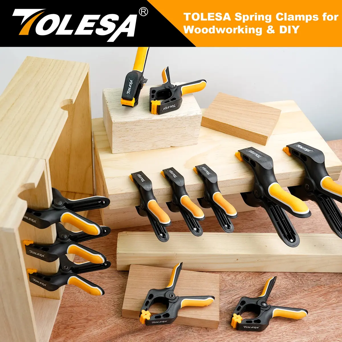 TOLESA Heavy Duty Spring Clamps, 4 Inch 8-Pack, Deep Throat for Woodworking - view 7