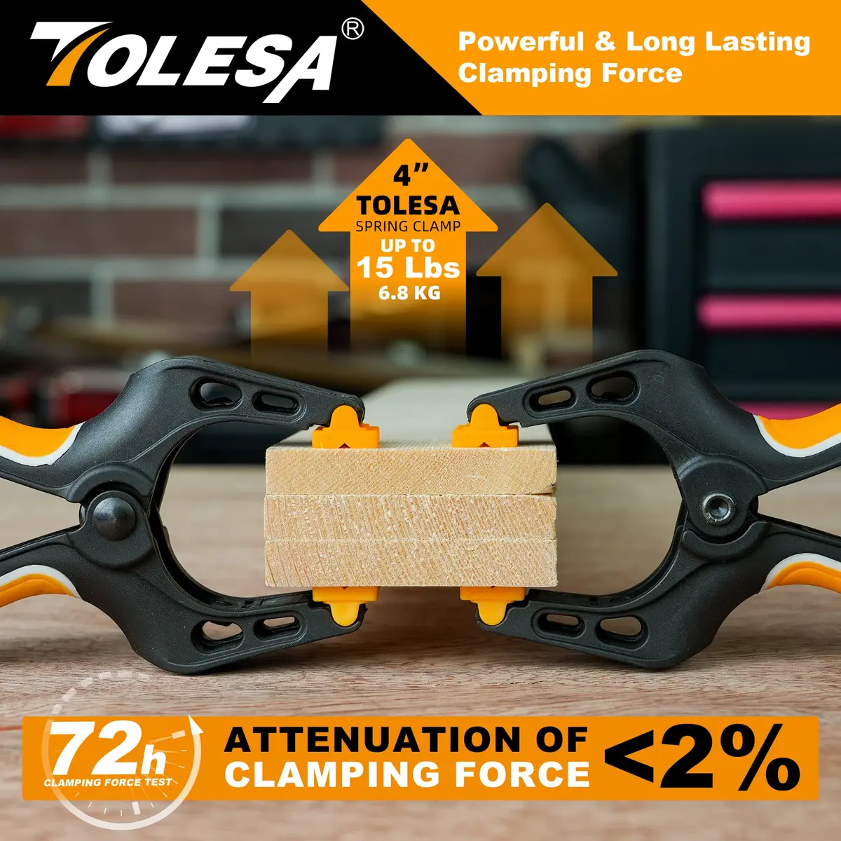 TOLESA Heavy Duty Spring Clamps, 4 Inch 8-Pack, Deep Throat for Woodworking - view 2