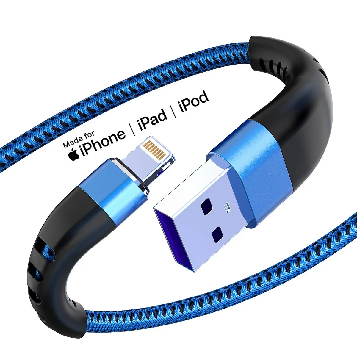 Essri 2Pack Lightning Cable 6FT | Nylon Braided iPhone Charger Cord for Fast Charging & Sync - main product image