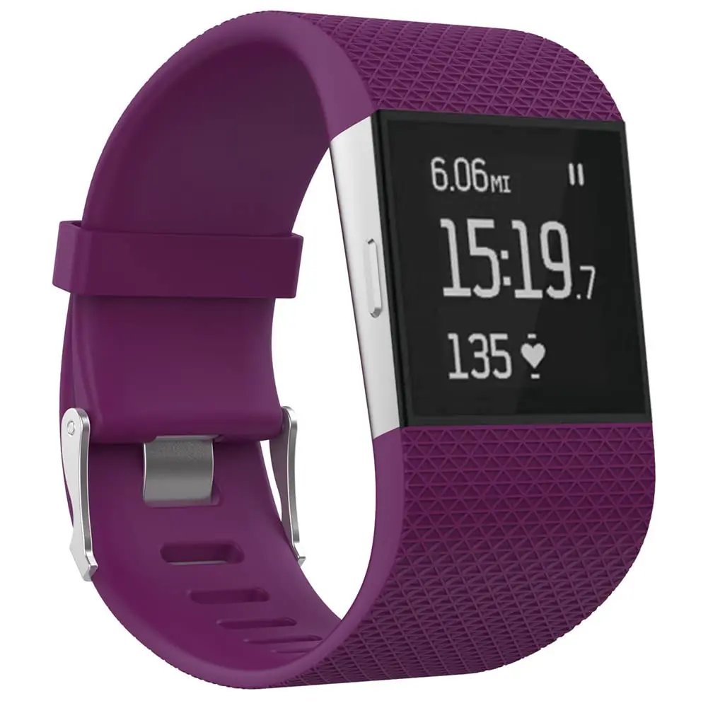 Yuuol Replacement Bands for Fitbit Surge Watch, Silicone Compatible Metal Buckle Fitness Tracker Original Wristband Strap Small & Large Purple | Water Resistant - main product image