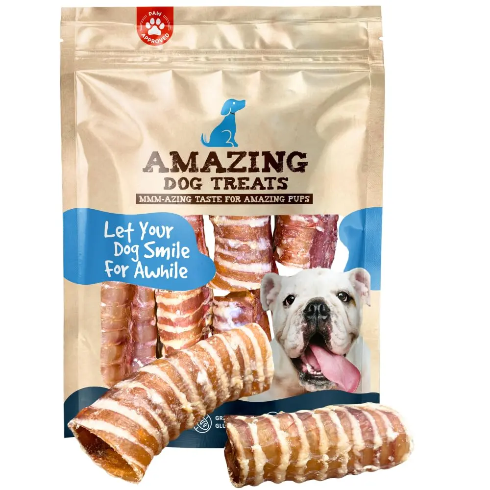 Amazing Dog Treats Beef Trachea Rings (3-4 Inch, 12 Count) | Supports Joint & Dental Health - main product image