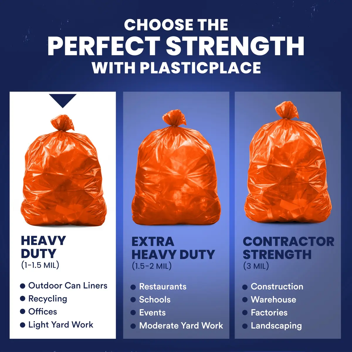 Plasticplace Heavy Duty Trash Bags 55-60 Gallon | 1.2 Mil Thick, Orange, 50 Count - view 7