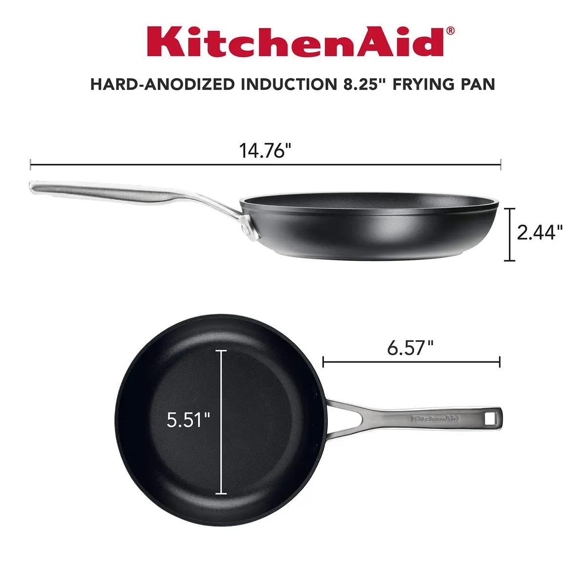 KitchenAid Hard-Anodized Induction Nonstick Frying Pan 21cm (8.25-Inch) | Even Heat, Dishwasher Safe - view 2