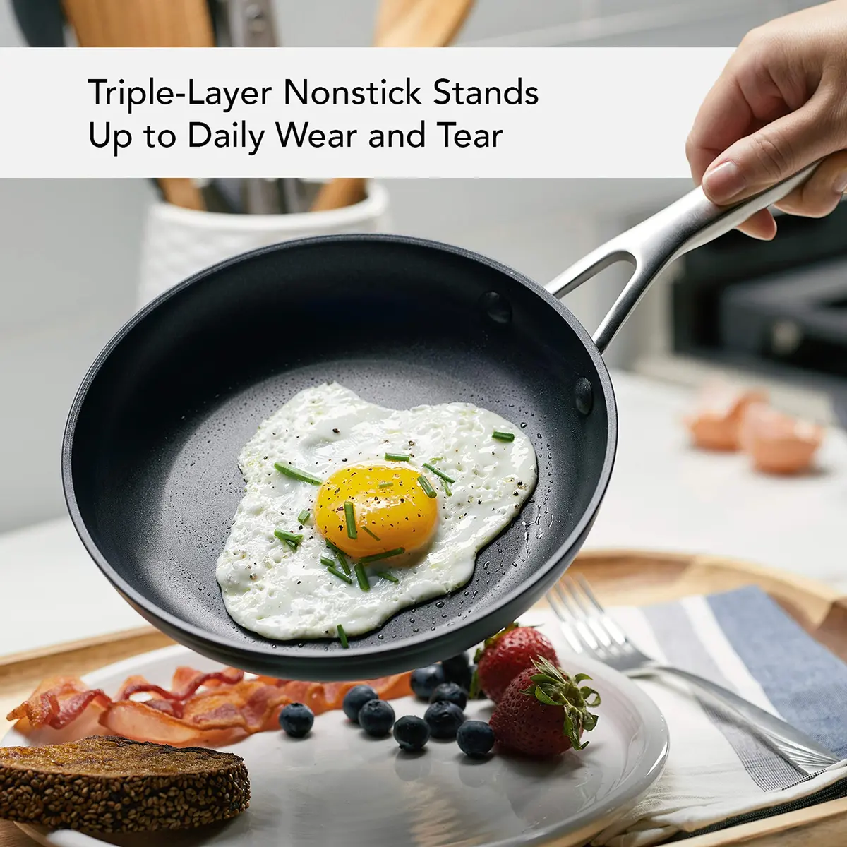 KitchenAid Hard-Anodized Induction Nonstick Frying Pan 21cm (8.25-Inch) | Even Heat, Dishwasher Safe - view 4