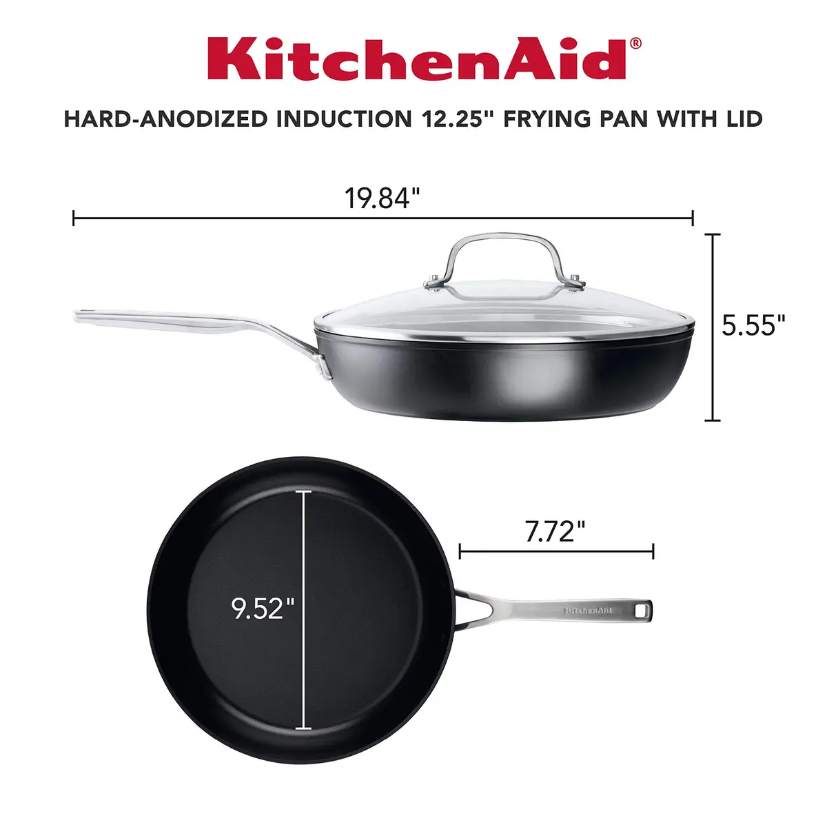 KitchenAid Induction Nonstick Frying Pan with Lid, 30.5 cm (12.25-Inch) | Even Heat for Consistent Results - view 2