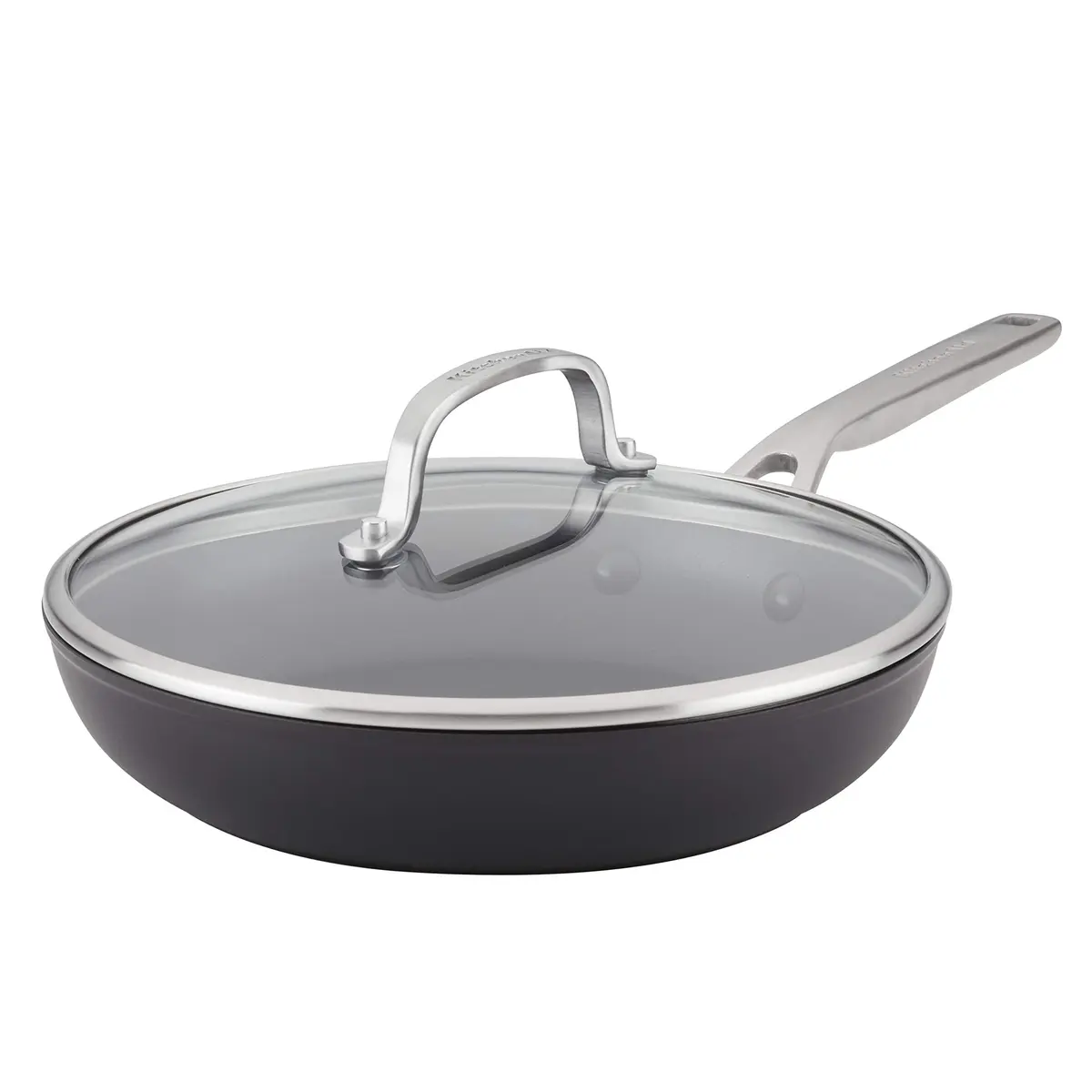 KitchenAid Hard-Anodized Induction Frying Pan with Lid, 10-Inch (25 cm) | Even Heat, Nonstick Cooking - main product image