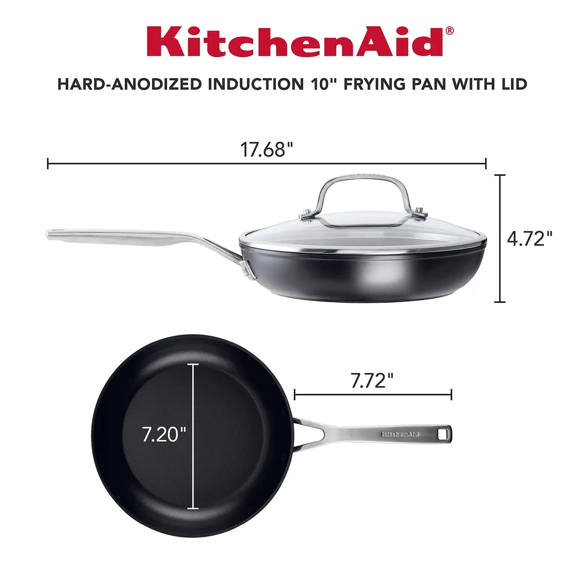 KitchenAid Hard-Anodized Induction Frying Pan with Lid, 10-Inch (25 cm) | Even Heat, Nonstick Cooking - view 2