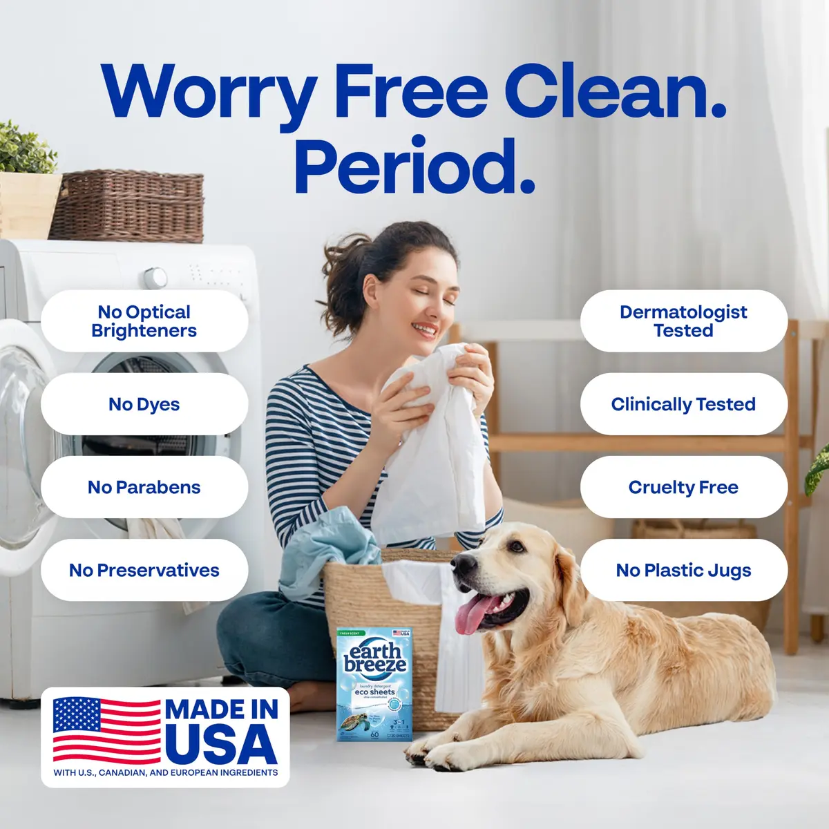 Earth Breeze Laundry Detergent Sheets Fresh Scent 60 Loads | Eco-Friendly & USA-Made - view 7