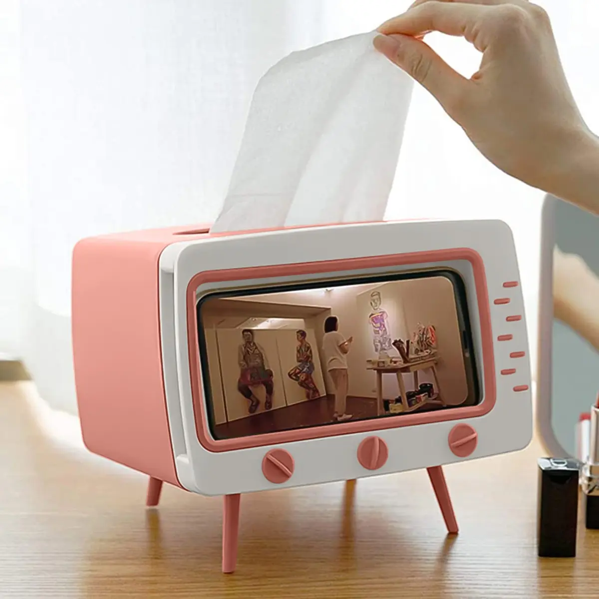 SGVAHY Facial Tissue Holder Retro TV Pink | Unique Home Decor & Phone Storage (70-120 chars) - view 7