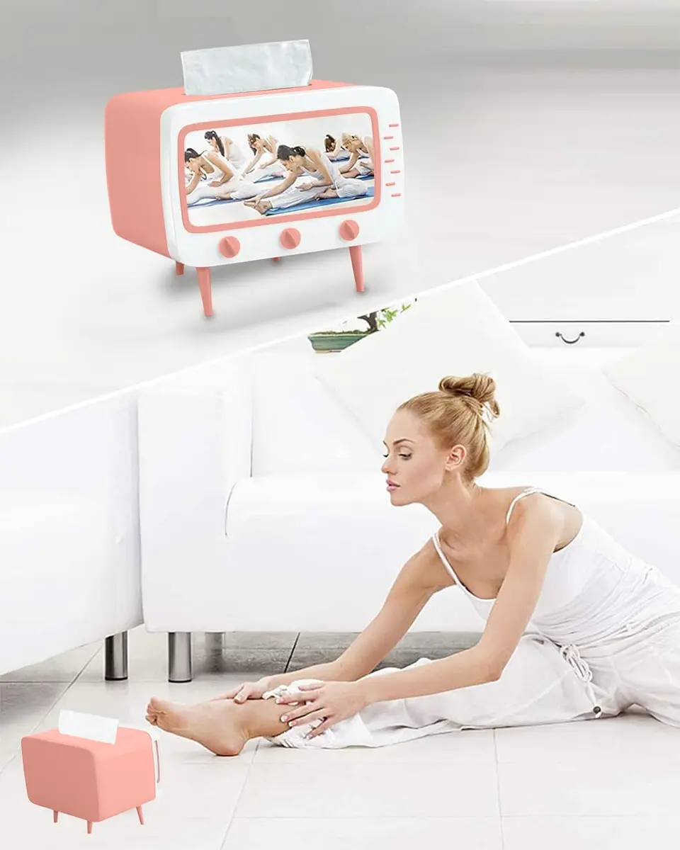 SGVAHY Facial Tissue Holder Retro TV Pink | Unique Home Decor & Phone Storage (70-120 chars) - view 2