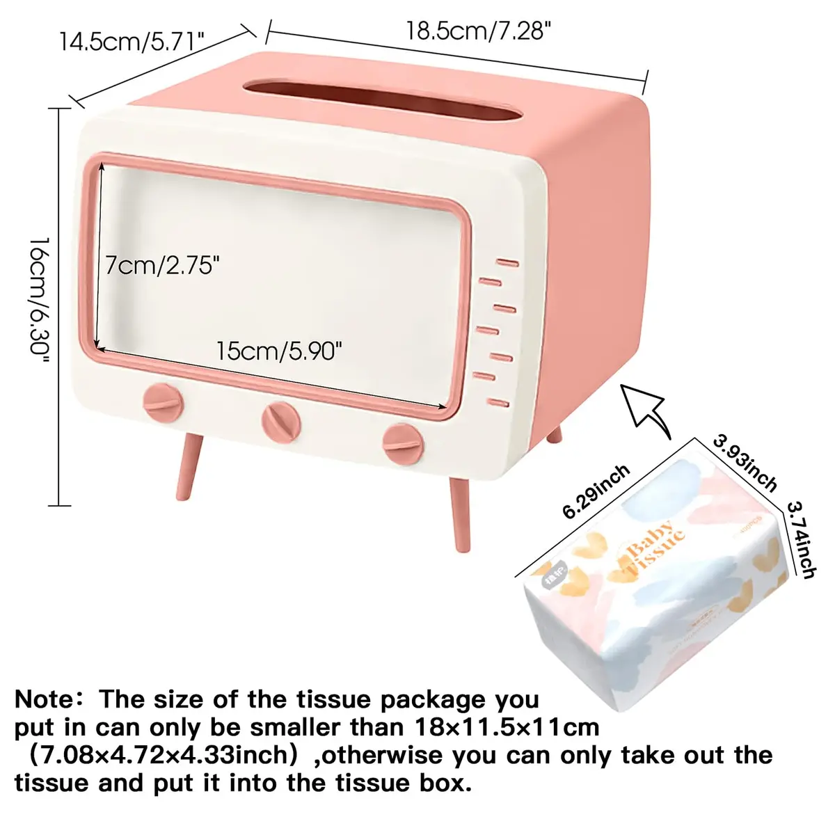SGVAHY Facial Tissue Holder Retro TV Pink | Unique Home Decor & Phone Storage (70-120 chars) - view 3