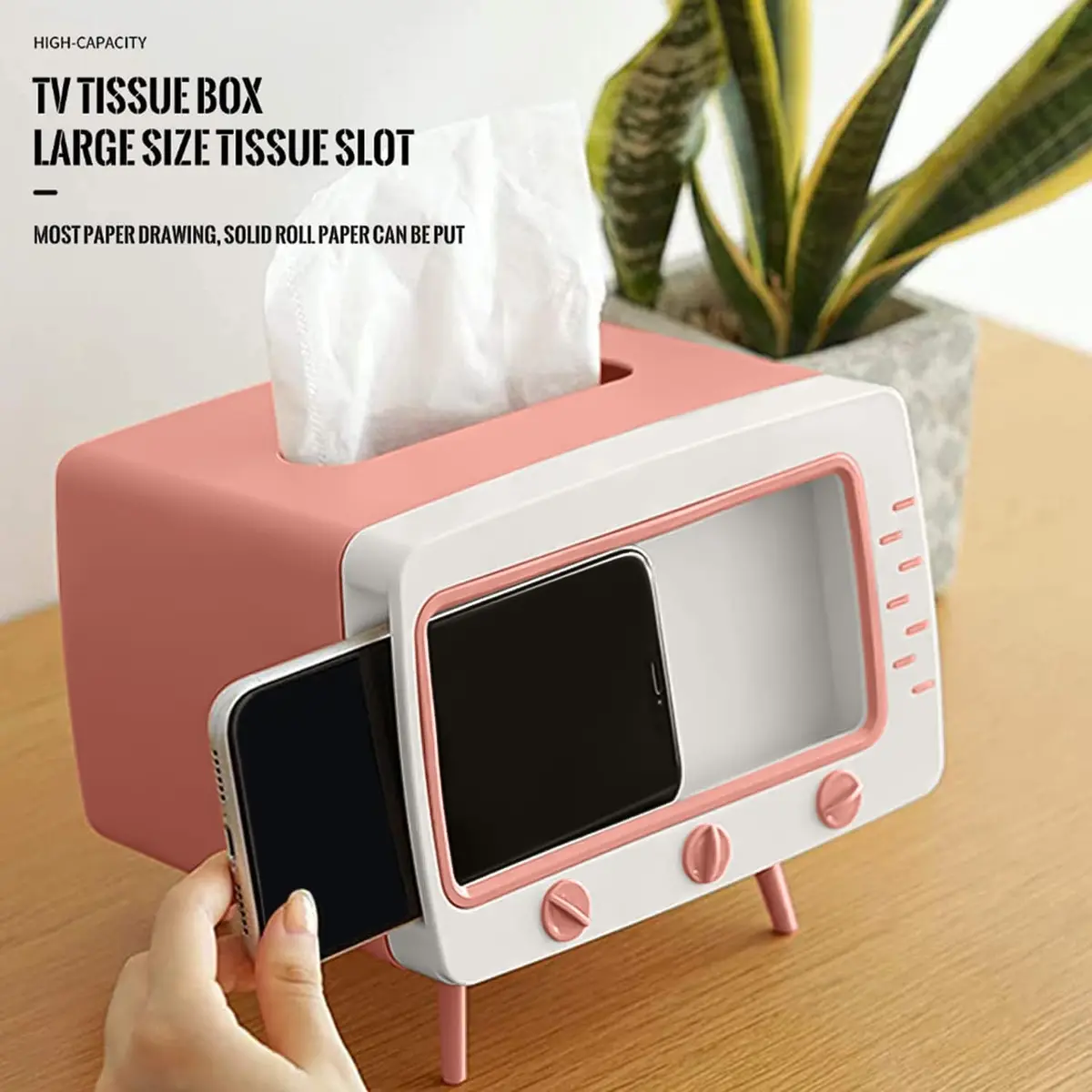SGVAHY Facial Tissue Holder Retro TV Pink | Unique Home Decor & Phone Storage (70-120 chars) - view 4