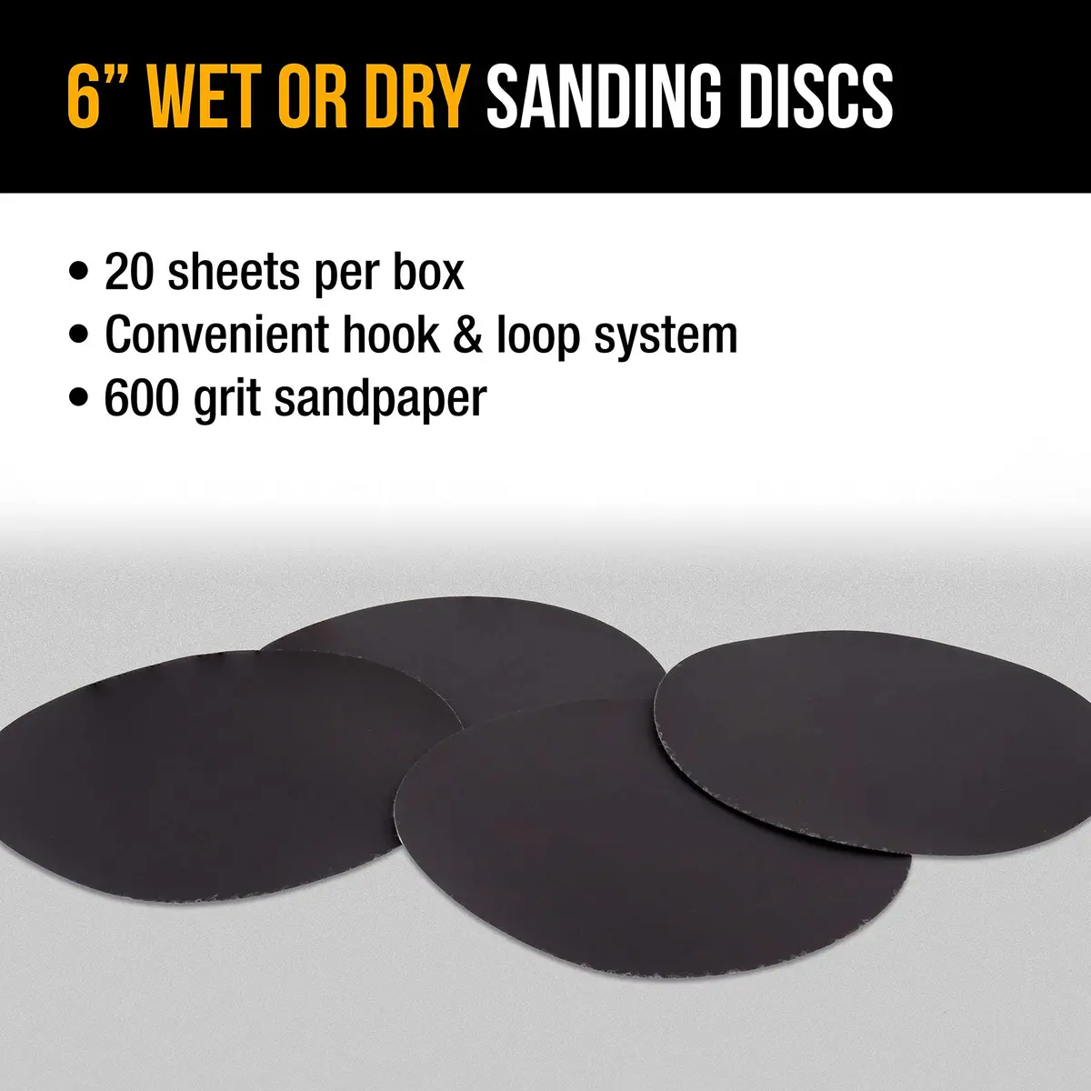 Dura-Gold 6" Wet or Dry Sanding Discs 600 Grit (20-Pack) | Silicon Carbide Hook & Loop for Orbital Sanders - view 4