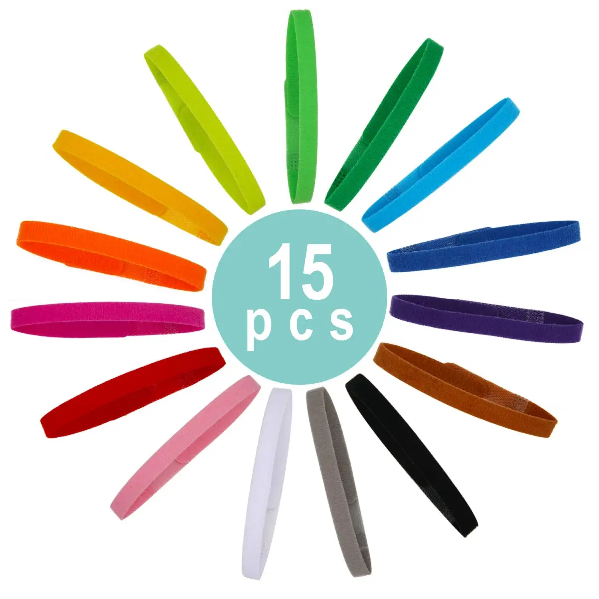 FEBSNOW Puppy Whelping Collars 15 Pcs - 15 Colors | Adjustable Soft Fleece ID Bands for Newborn Pets - main product image