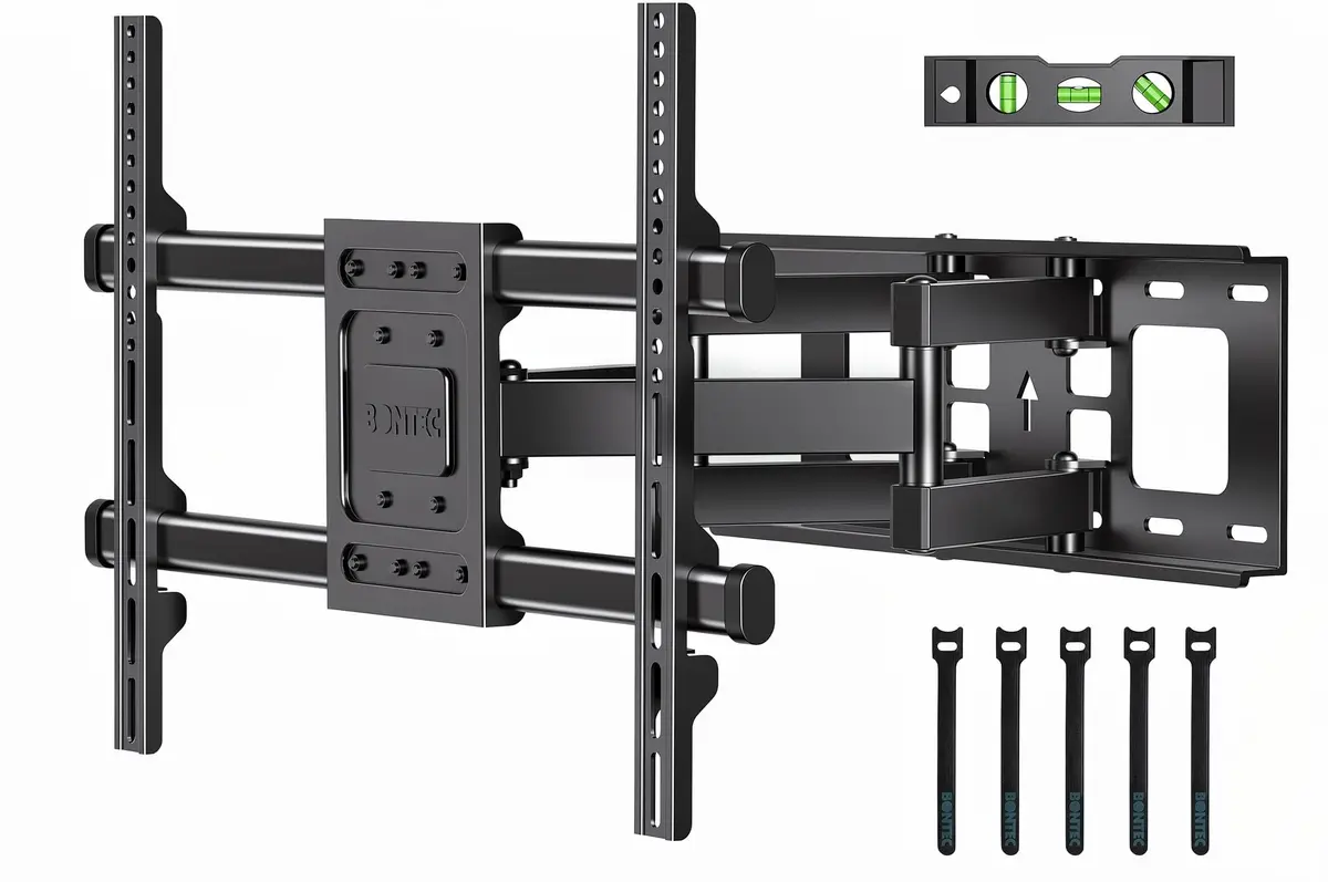 BONTEC Full Motion TV Wall Mount for 37-85 Inch TVs, Heavy Duty Swivel Tilt | Supports 132lbs, VESA 600x400mm, Fits 16" Wood Studs - main product image
