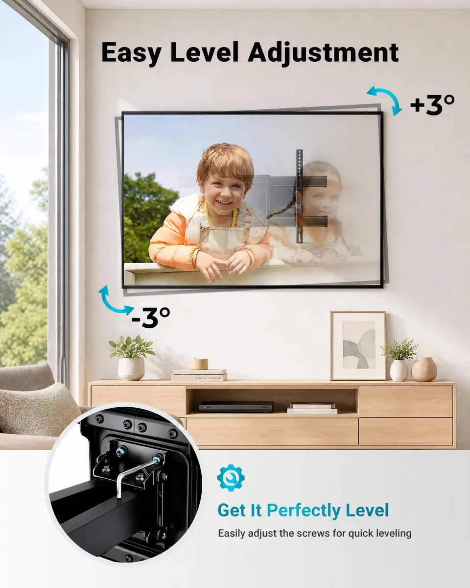 BONTEC Full Motion TV Wall Mount for 37-85 Inch TVs, Heavy Duty Swivel Tilt | Supports 132lbs, VESA 600x400mm, Fits 16" Wood Studs - view 6