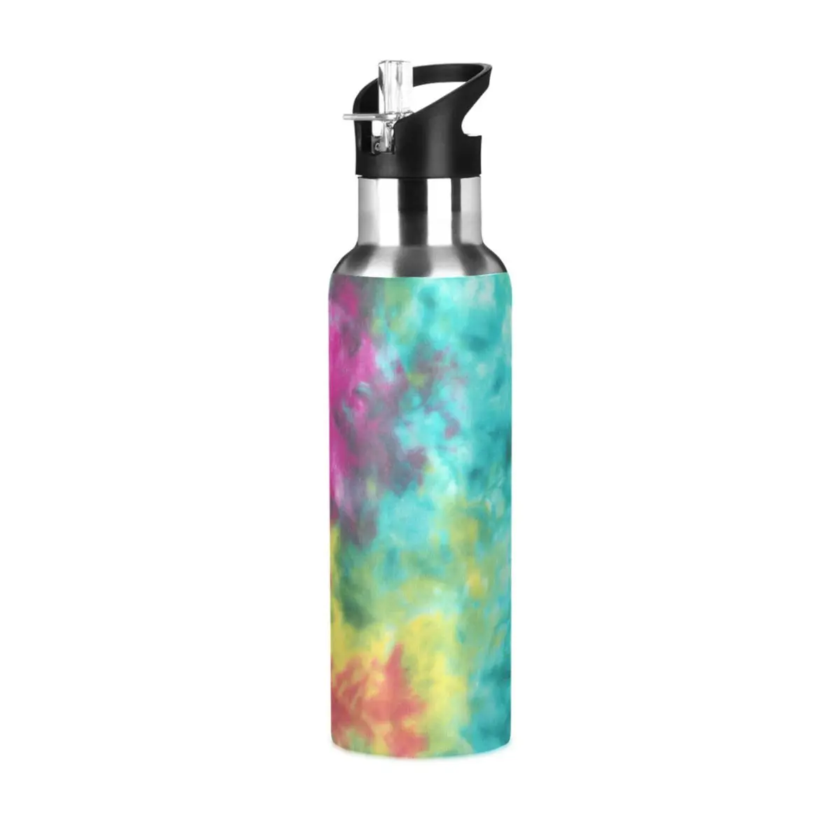 KEPREAL 22 OZ Colorful Tie Dye Pattern Water Bottle with Straw | BPA Free Leakproof Stainless Steel for Fitness & Outdoors - main product image